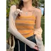 Camisola Dopamina de Playa Ropa Interior para Mujer Chaleco Colorido Ropa de Verano Top Tubo Base Rayado Bloque de Color Top Chica Picante