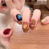 MedusaVintage Bloqueio de Cores Vermelho e Azul Olho de Gato Pó de Espelho Mágico com Detalhes em Ouro, Glitter de Alta Qualidade, Arte de Unhas Artesanal Pura