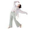 Traje de baile para mujer, traje de baile moderno, traje de práctica de cuerpo blanco, camisa con borlas, top de manga larga para danza étnica