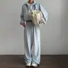 Conjunto feminino casual novo para comércio exterior transfronteiriço europeu e americano, cardigã de manga comprida com zíper e calça de moletom de cor sólida, conjunto de duas peças