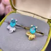 Anillo Brillante de Topacio Paraíba Neón Piedra Principal 5*7mm Cuerpo Completamente Limpio Color Fuego Súper Impresionante Plata Fina 925