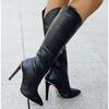 F105812 Otoño e Invierno Nuevos Tacones Altos Sexys 40-43 Gamuza Cremallera Lateral Botas de Moda para Mujer
