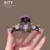 Grampo de Garra de Flor de Cristal de Indústria Pesada de Ponta Novo Estilo Grampo Tubarão Iridescente de Ponta para Mulheres Parte de Trás da Cabeça Cabelo Fino Acessório de Cabelo Meio Preso