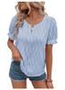 Transfronteiriço Europa e Estados Unidos Transfronteiriço Primavera e Verão 2025 Amazon Nova Camiseta Decote V Manga Bufante Jacquard Feminina Casual Solta Curta
