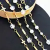 Cadena de Cobre Chapada en Oro de 18 Quilates para Collar de Joyería DIY Cadena Retorcida de Perla de Cristal Flor de Ciruelo Fuerte Retención de Color Cadena para Accesorios de Moda Piezas de Cadena