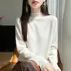 Suéter de una pieza sin costuras estilo Old Money con cuello alto para mujer, capa base simple de punto, nuevo y versátil para Otoño/Invierno