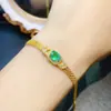 Atacado de Fábrica Popular Pulseira de Esmeralda Natural Prata S925 Incrustada Pedra Principal 6*8 Joias de Luxo Venda Direta da Fábrica