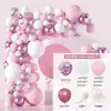 Conjunto de Corrente de Balões Rosa Transfronteiriço Atacado de Exportação Balão Lantejoula Rosa Metálico Decoração de Festa de Aniversário Arranjo Casamento