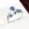 Anillo de Corona de Zirconia de Lujo para Dama con Diseño de Gota de Agua, Estilo Minimalista Elegante y con Estilo, Anillo de Cobre Puro para Dedo Índice, Venta al por Mayor de Joyería