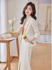 Traje Pequeno Vestido Longo 2023 Outono Novo Popular Bonito Irmã Real Rua Frita Drama Coreano Xiaoxiang Traje de Duas Peças Vestido