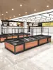 Prateleira de Frutas Yonghui Supermercado Exibição Aço Madeira Ilha Prateleira de Legumes Multi-Camada Ajustável Trapezoidal Plataforma Comercial