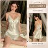 Pijama Sexy para Mujer Xian Yi, Bata de Noche Avanzada de Encaje Puro con Tirantes y Almohadilla en el Pecho, Traje de Ropa para el Hogar de Manga Larga 663
