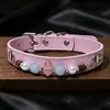 Collar para Mascotas de Cristal Multi-Tesoro Natural Collar para Perro Gato de Cuero PU Retro Anillo para el Cuello de Mascota Piedra Cruda Natural Accesorio para el Cuello