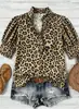 Camisa exclusiva con estampado de leopardo para Amazon en Europa y América, nueva y elegante blusa casual para el día a día con atractivo versátil