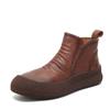 Botas Curtas Planas Outono e Inverno, Botas Planas Slip-On Artesanais Retrô, Botas de Cavaleiro Casuais, Botas Femininas de Cano Curto