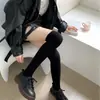 Meias de lã quentes de outono e inverno acima do joelho para mulheres, meias grossas, meias altas de inverno japonesas, meias JK de cor sólida antiderrapantes