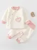 Conjunto de ropa interior térmica de cintura alta para otoño e invierno para bebés, que incluye camisetas de manga larga y pantalones largos, adecuado para recién nacidos, niños y niñas, con forro acolchado
