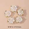 Pérola ABS Perfurada Hot Stamping Borda Laço Rosa Acessórios DIY Acessórios de Cabelo Artesanais Acessórios para Roupas