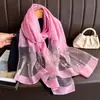 Bufanda Delgada de Imitación Seda Estilo Nuevo para Mujer, Primavera y Verano, Mariposa Perla Hecha a Mano, Moda de Lujo Ligero, Chal Caliente con Perlas Transfronterizo