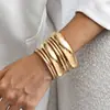 Pulsera de cadena simple personalizada de joyería transfronteriza europea y americana, juego de brazaletes abiertos geométricos brillantes de moda vintage
