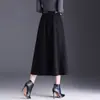 Saia de Lã Estampada Linha A Feminina 2026 Outono Inverno Nova Cintura Alta Moda Barra Larga Emagrecedora Casual Midi
