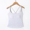 Camisola de Verano con Almohadillas de Sujetador Integradas para Mujer, No Necesita Usar Ropa Interior Adicional, Espalda Hermosa con Diseño Hueco, Doble Tirante, Bandage para el Pecho