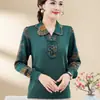 Blusas de manga larga de otoño para madres, blusas festivas de verano para mujeres de mediana edad, camisetas básicas de primavera y otoño para mujeres de mediana edad y mayores de 50-60 años