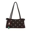 Bolsa tote de lona com poá estilo coreano de grande capacidade para mulheres, bolsa de ombro/axila texturizada de nicho, sacola de compras casual