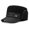 Gorra de Hombre Nueva de Invierno de Terciopelo Cálida de Cuero para Papá y Personas Mayores, de Mediana Edad y Mayores, Resistente al Viento, Protección para Orejas, Gorra Plana