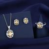 Transmissão ao vivo de comércio eletrônico transfronteiriço Novo Diamante Amarelo Girassol Moda Feminina Conjunto de Três Peças Anel de Diamante Completo Brincos Colar
