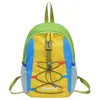Mochila infantil color-blocking da moda, mochila escolar leve para caminhada ao ar livre, mochila estudantil de grande capacidade com proteção para a coluna para meninos e meninas