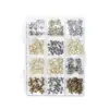 Accesorios para Uñas Artísticas Caja de 12 Compartimentos Mariposa Metálica Mixta Cuervo Corazón Cruz Cinta Lazo Decoración para Uñas de Forma Especial