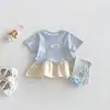 Nuevo Top de Punto Dianxi Verano Dulce con Parches de Lunares para Bebés y Niños Pequeños, Leggings de Bloques de Color 3D con Corazón para Bebé