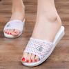 Pantuflas de Mamá de Mediana Edad para Mujer Atuendo de Verano Moda Hogareño Interior Planas Antideslizantes Retro Vintage Blancas Chanclas