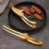Pinzas para Barbacoa Estilo Coreano de Acero Inoxidable 304, Color Dorado, Pinzas de Autoservicio para Restaurante Comercial, Pinzas para Bistec, Pinzas Haidilao, Pinzas para Alimentos