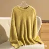 Estilo Nuevo Otoño e Invierno Lana Disfruta del Momento Acogedor 100% Cachemira Pura Cepillada Cuello Tijera Manga Larga Tejido Pulóver Suéter