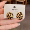 Pendientes de Metal Ovalados con Estampado de Leopardo Exagerados, de Moda Personalizada Transfronteriza Europea y Americana, Pendientes de Lujo Ligero y Diseño Único para Mujer