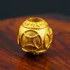 3D sólido dinheiro redondo Vietnã areia ouro contas soltas latão banhado a ouro 24k moeda DIY pulseira acessórios