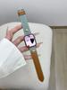 Pulseira de Couro Denim Color Block em Formato de Coração Adequada para Apple Watch iWatch 12ª Geração 11/10Se