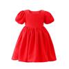 Vestido de Verão para Meninas Categoria 2025A Transfronteiriço Algodão Puro Alta Qualidade Vermelho Moderno Primavera Vestido de Alta Qualidade