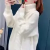 Tejidos de punto de cuello alto para otoño e invierno para mujer Estilo coreano Holgado Estilo perezoso Talla grande Ropa exterior Versión grande Top de punto Camiseta básica