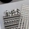 Adesivos para Unhas com Renda em Relevo, Padrão de Linhas Transparentes Preto e Branco da Moda, Adesivos de Unha Adesivos Finos e Flexíveis para Decoração, Atacado