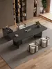 Mesa de Centro de Pizarra de Piedra de Lujo, Juego Moderno de Mesa y Sillas para el Té, Sencillo y Elegante con un Toque de Alta Gama, Mesa para Ceremonia del Té de Oficina, Mesa para Preparar Té