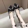 Primavera e Outono de 2026 Sapatos Loafer Femininos Respiráveis Bico Fino Elegantes e Versáteis com Laço, Boca Rasa, Estilo Festa