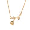 Collar de rosa tridimensional, ligero y lujoso, estilo coreano, para mujer, de verano, dorado, con cadena de clavícula que combina con todo.