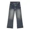 Calça Jeans Flare Retro com Efeitos Desgastados Nirben para Homens, Calça Reta Fashion de Rua Solta Estilo Americano Emagrecedora.