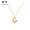 Xi Gu D0173 S925 Collar de mariposa de diamantes en plata con diseño de hada, cadena de clavícula con diseño de hada pequeña, fresca y dulce