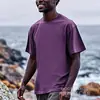 [Camiseta de Algodón Talla Europea] Camiseta Lisa de Algodón Puro para Hombres y Mujeres, Casual 180g Holgada Color Sólido Verde Militar Claro