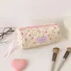 Bolsa de Maquillaje Acolchada de Cuadros Tulipán Estilo Coreano Linda Femenina Corazón Gran Capacidad Bolsa para Papelería de Estudiante Bolsa de Almacenamiento para Artículos Varios