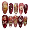 Wm-362 Gato Fresa Uñas Postizas Almendra Transfronterizo Estilo Japonés Retro Lindo Gato Naranja 24 Piezas Uñas Portátiles Venta al por Mayor